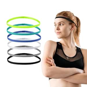 Proberos® 6 Pcs Sports Headbands for Men & Women – Slim Stretchy Non-Slip Sweatbands Set | Fashion Hair Bands for Gym, Yoga, Running & Fitness (Multicolor)
