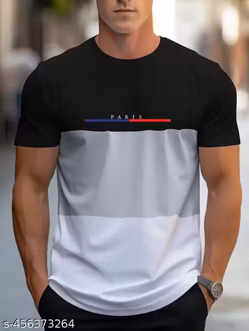 Men's Color Block Pattern Fashion Crew Neck Short Sleeve Quality T-shirt for all seasons