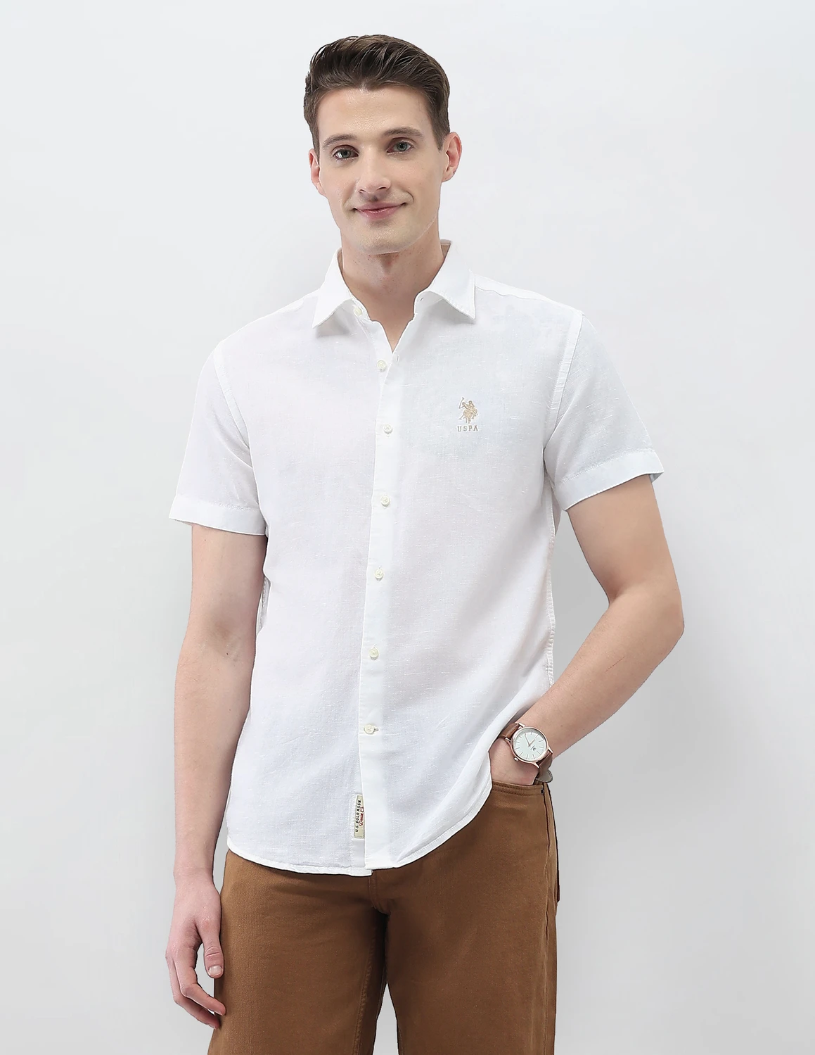 U.S. Polo Assn. Denim Co. Men Regular Fit Solid Spread Collar Casual Shirt