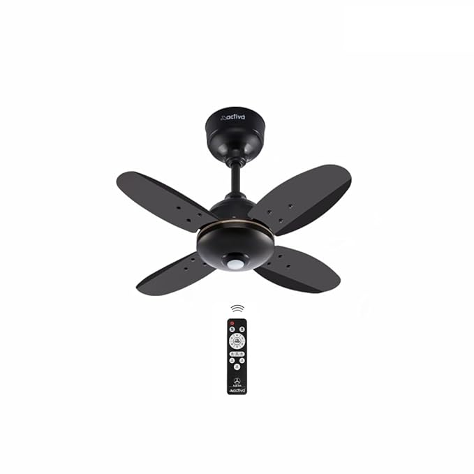 ACTIVA Gracia 600MM BLDC Ceiling Fan with LED Light | BEE 5 Star Rated | 28W Energy Saving Motor | 4 Blade High Speed | Remote Control | Reversible Mode & Timer | 5 Years Warranty | Smoke Brown