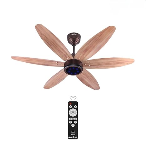 ACTIVA JETTA 1200MM BLDC Ceiling Fan with 28W, 6 Wooden-Finish Blades, 7 LED Lights, Remote, Noiseless, BEE 5-Star Rated, Energy Efficient, 5 Years Warranty (Rose Wood)