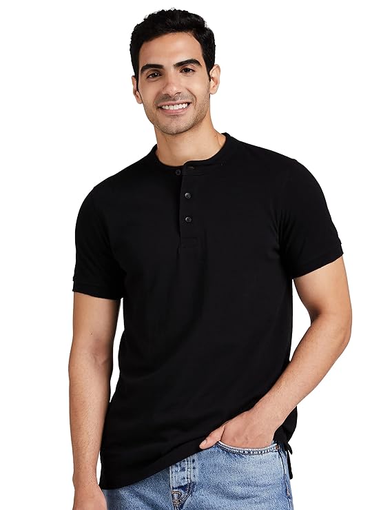 Amazon Brand - Symbol Men's Cotton Rich Polo T Shirt | Mandarin Collar Tshirts | Half Sleeves | Plain - Regular Fit (Available in Plus Sizes)