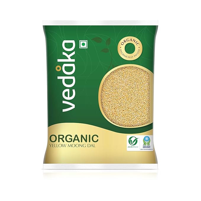 Amazon Brand - Vedaka Organic Yellow Moong Dal 1Kg | Rich Source Of Protein | Cholesterol Free & No Added Additives