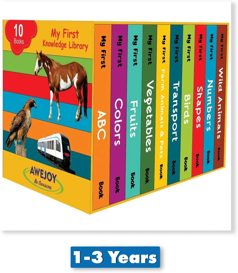 AWEJOY My First Knowledge Library: 10 Board Books -Preschool Learning & Development Kit