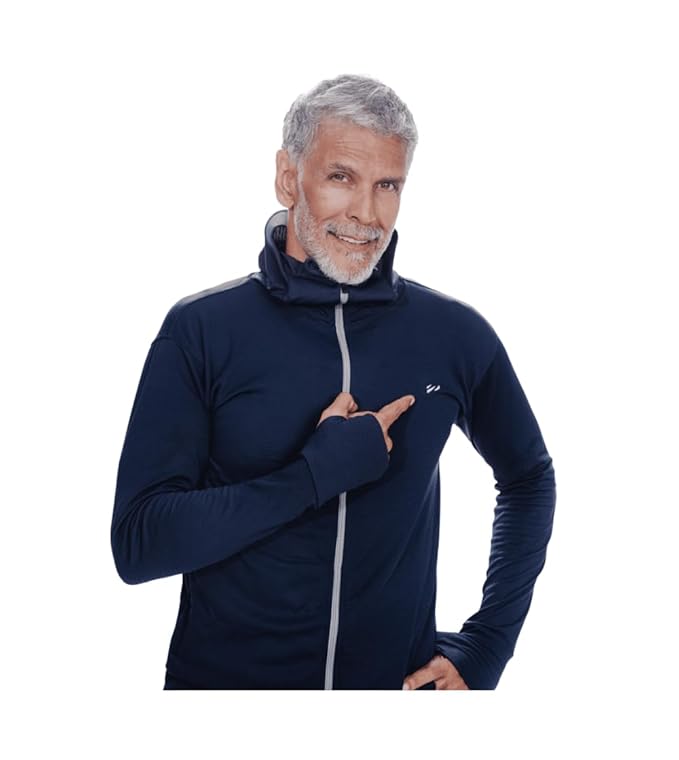 BLUE TYGA Men Nylon Blend Sunscreen Standard Length Jacket 2.0 - Advanced Protection From Sun & Pollution - Upf 50+ Protection, Navy Blue, Large