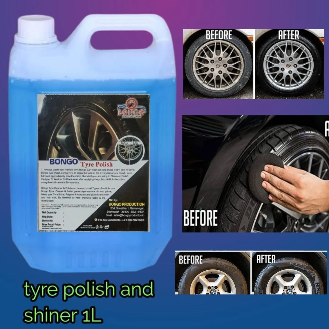 bongoproduction Liquid Car Polish for Tyres (1000 ml, Pack of 1)