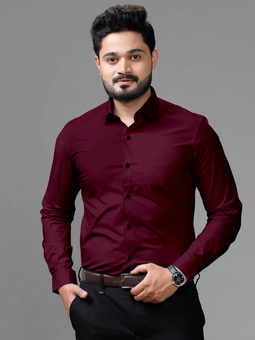 DHADUK Men Regular Fit Solid Spread Collar Casual Shirt