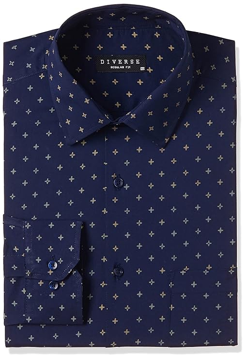 Diverse Men's Cotton Printed Full Sleeve Regular Formal Shirt