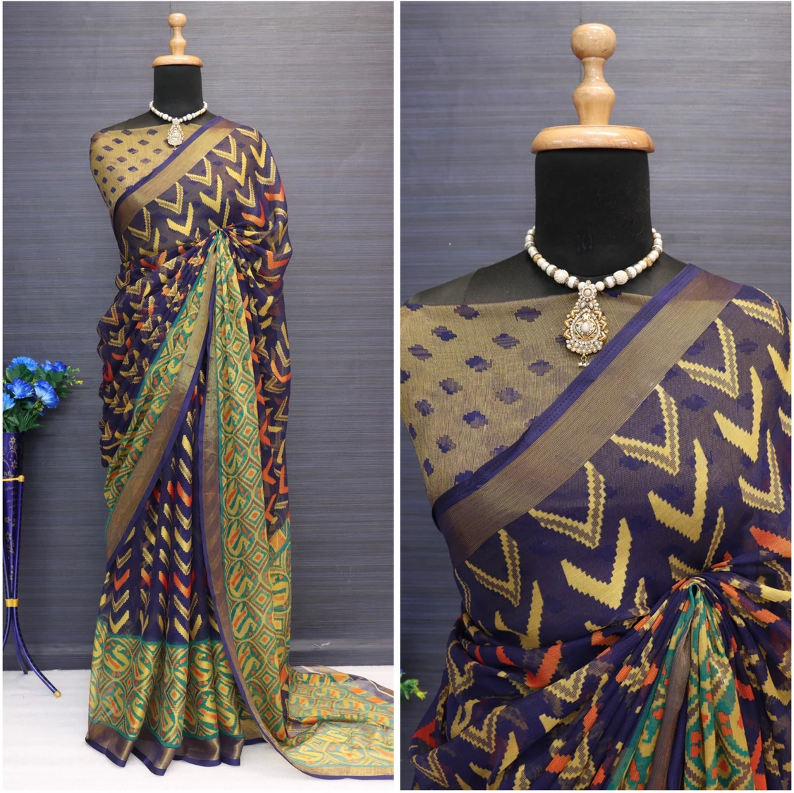 Hensi sarees shop Printed Daily Wear Chiffon, Satin Saree (Purple)