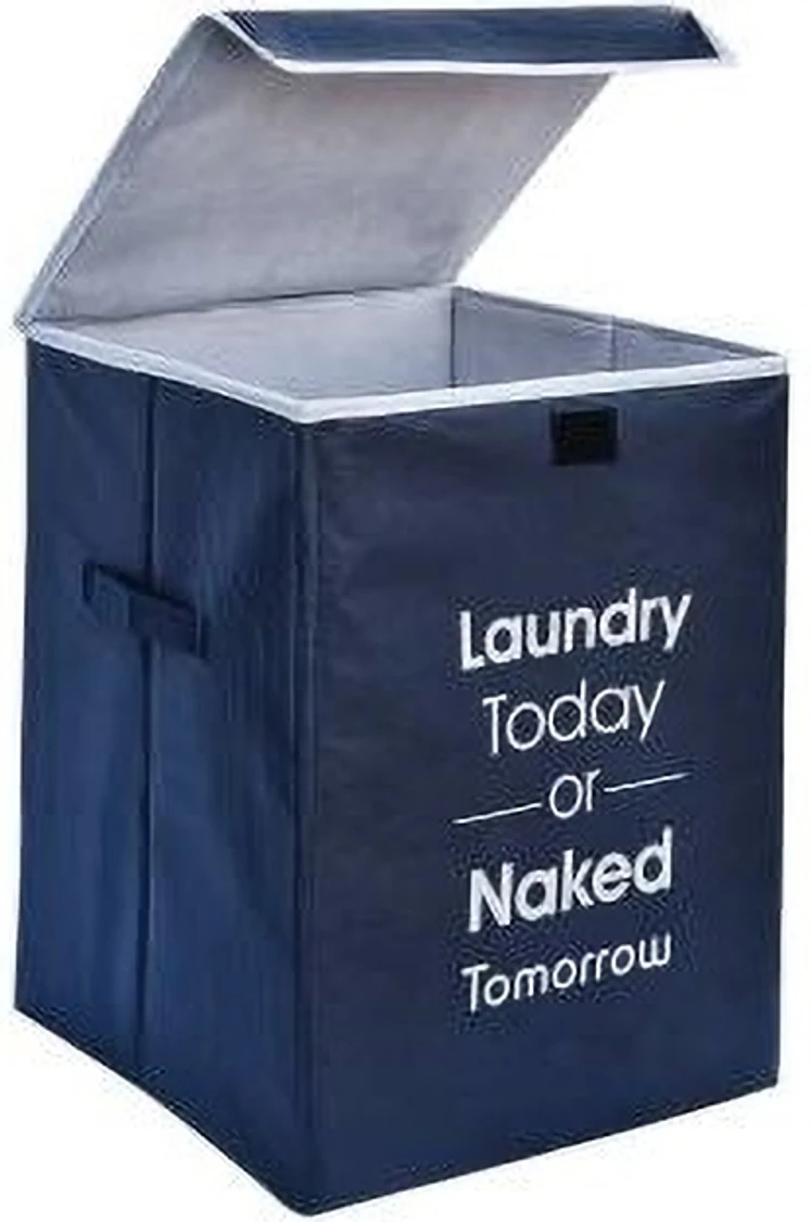 IMCREATIONS 68 L Dark Blue Laundry Basket (Non-Woven)