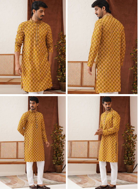 Jompers Men Embroidered Regular Sequinned Kurta With Pyjamas