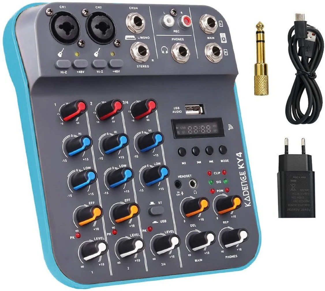 KADENCE 4 channel Youtube audio mixer for youtube Videos, podcasts and Vlogs Analog Sound Mixer