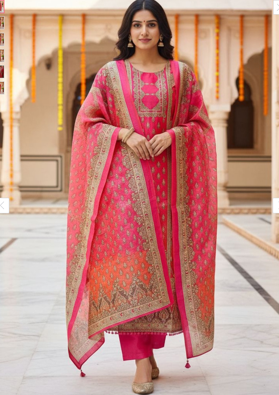 KALINI Women Ethnic Motifs Printed Regular Kurta With Trousers & With Dupatta
