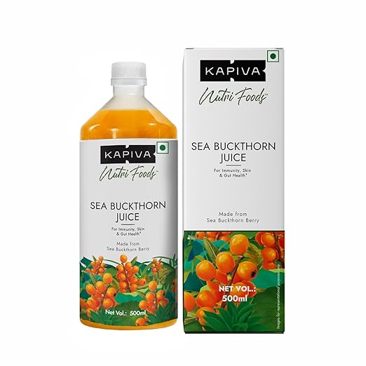 Kapiva Sea Buckthorn Juice – 500ml | Omega 7-Rich Superfruit | Supports Immunity, Glowing Skin & Gut Health | With Omega 3, 6 & 9