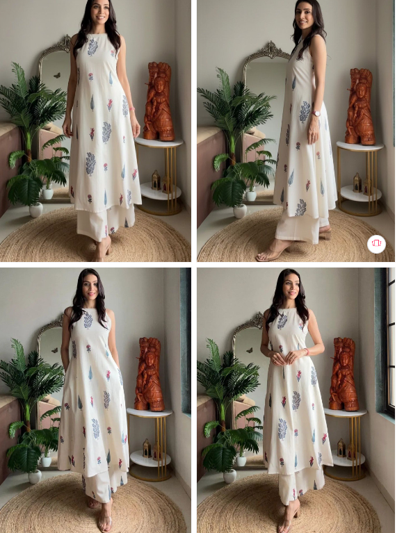 Keitra Women Floral Printed Regular Pure Cotton Kurta With Palazzos