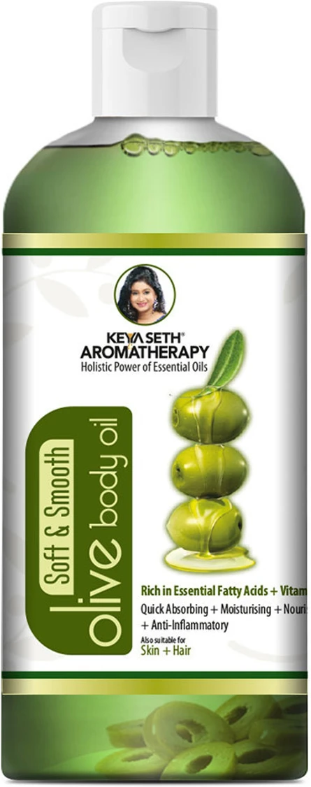 KEYA SETH AROMATHERAPY Olive Body Oil, Quick Absorbing Non-Sticky Nourishment for Hair & Skin Massage Oil