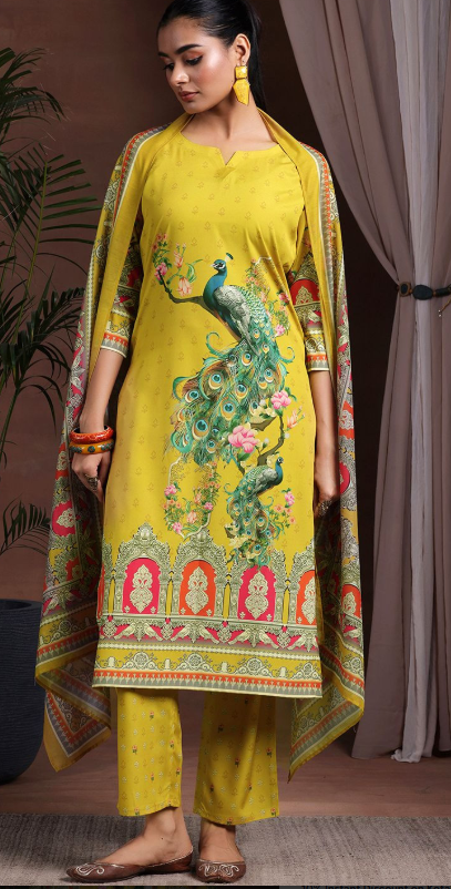 Libas Women Animal Printed Regular Kurta with Trousers & With Dupatta
