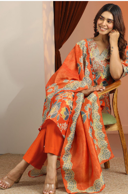 Libas Women Floral Printed Kurta with Trousers & Dupatta