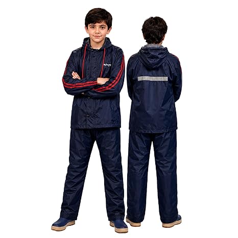 Lifelong Reversible Double Layered Hooded Raincoat with Pants for Kids (Unisex) |Kids Rain Suit |Standard Length Rainwear with Elastic Cuffs | Rainwear for Boys & Girls (Age 14–16 Year, Blue)