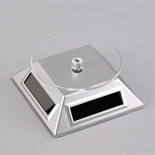 Loop Group Plastic Solar Powered Rotating Jewelry Ring Bracelet Mobile Phone Watch Display Stand (Silver)