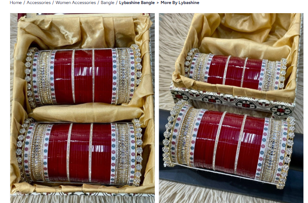Lybashine Gold Plated Cherry Red American Diamond Bangle