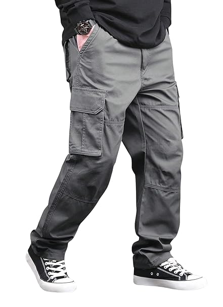 Lymio Cargo for Men | Cotton Cargo Pant | Drawstring Waist Pant (Also Available in Plus Sizes) (46-Grey-L)