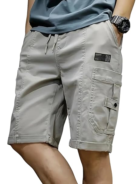 Lymio Men Shorts | Men Shorts Cotton | Men Shorts Casual (Short-11-Lightgrey-L)