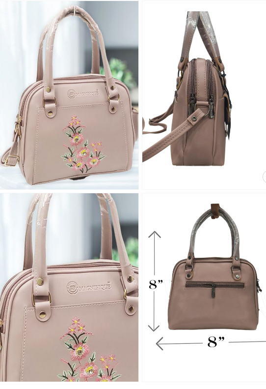 MAGNIFIQUE Women Textured Crossbody Embroidered Satchel Bag