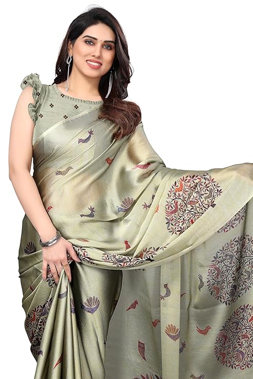 MIRCHI FASHION Women Saree Chiffon Flower Print | Breathable Lightweight Sari for Office and Daily Use with Unstitched Blouse Piece (Available in 30 Styles)