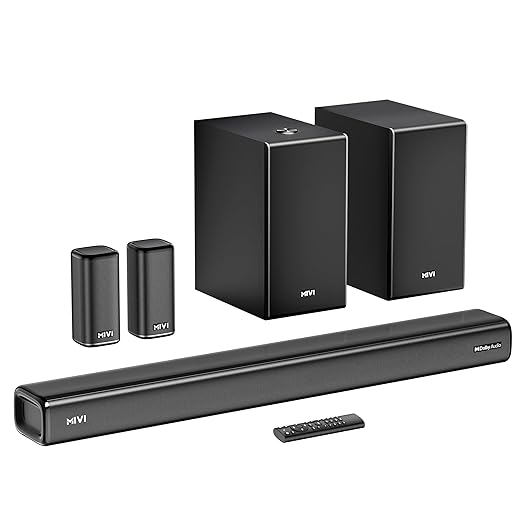 Mivi Nex 900 Dolby Audio Soundbar (New Launch)| 900W Signature Sound | 5.2 Channel Home Theatre System with Dual Subwoofers and Satellites | Nex Surround Sphere Tech | Bluetooth v5.3