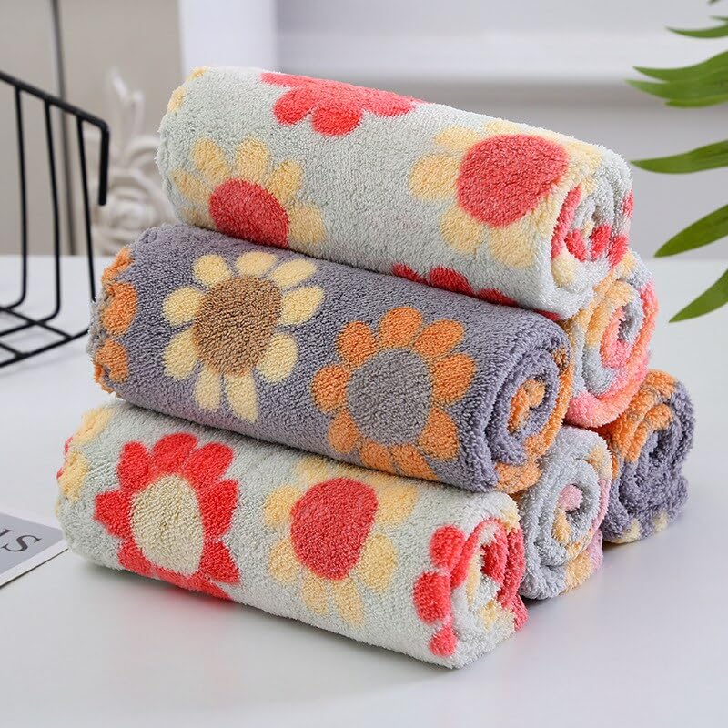 OAN Kitchen Cloth Dish Towels, Microfiber Cleaning Cloth Double-Sided Dish Drying Towel Reusable for House Furniture Table Kitchen Dish Window Glasses (Floral) (30x30 cm Pack of 5)