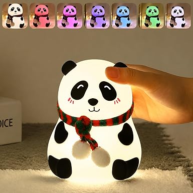 One94Store Rechargeable Silicone Panda Night Light for Kids | 7-Color LED Changing Lamp | Adorable Room Decor & Gift