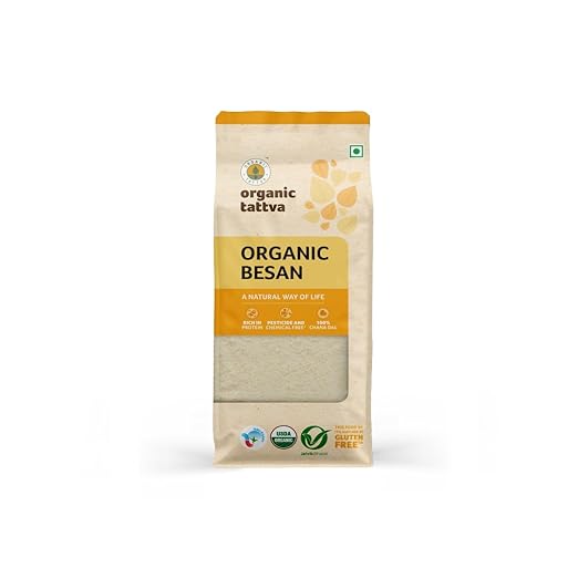 Organic Tattva Besan 500 gms | Finely Ground Gram Flour from Chana Dal | Gluten-Free Powder for Everyday Cooking, Baking & Traditional Indian Besan Recipes