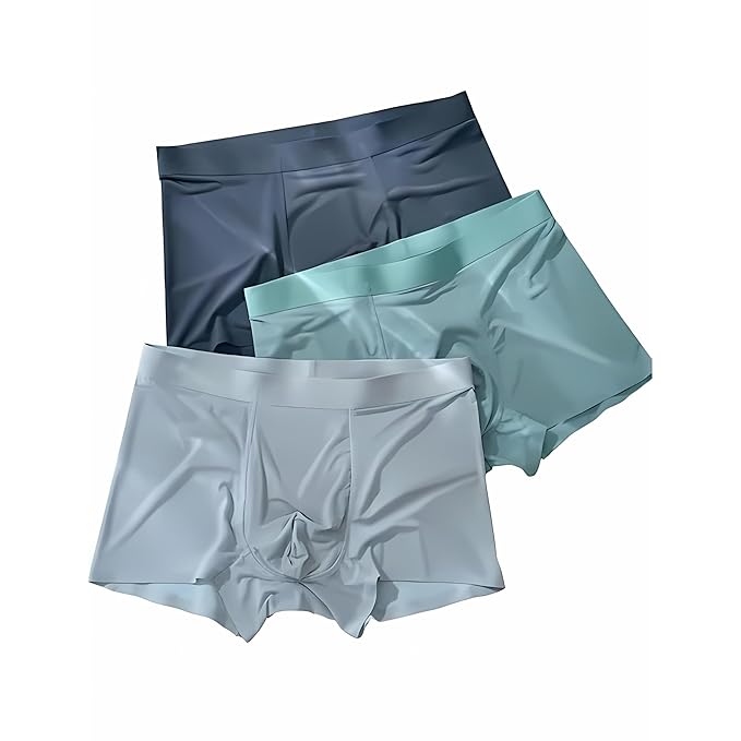 Panavi Creation Men's Ultra-Comfort Ice Silk Lycra Underwear | Moisture-Wicking, Breathable Boxers for Men | Seamless Design | Multicolour (Pack of 1)