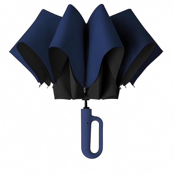PESOMA Umbrella for Women | Umbrellas for Men | UV Coated 3 Fold Umbrella for Rain with Auto Open and Close Small Folding Travel-Foldable Windshield (Navyblue-UU)