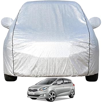 Pivalo Car Cover for Kia Carens All Model & Years (2022-2026) 100% Waterproof with Mirror Pockets, Triple Stitched Bottom Elastic Dustproof Full Body Protection (Heat & UV Resistant, Silver)