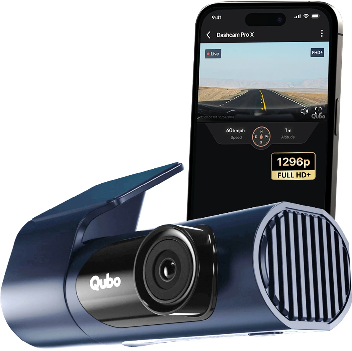 Qubo Smart Dashcam Pro X-Blue 1080p Super Wide Angle Emergency Record 1TB SDCard Support Reverse Assist Camera System