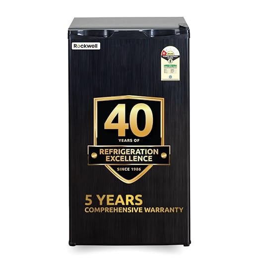 ROCKWELL 91L Mini Fridge with Freezer, 5 Year Warranty, Direct Cool Technology, Single Door Refrigerator Ideal for Bedroom, Small Spaces, Hostels, and Offices, Grey (MB 100)