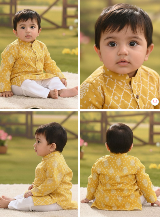Sangria Infant Boys Printed Pure Cotton Mandarin Collar Kurta & Pyjamas Kurta Set