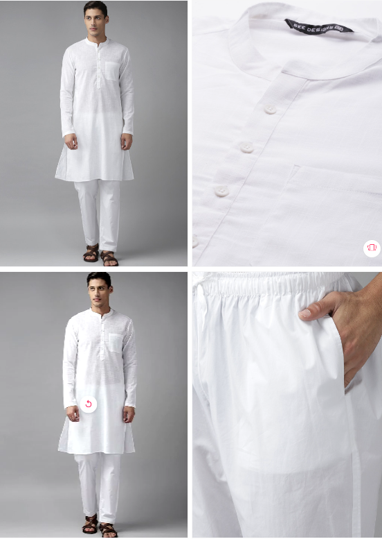 See Designs Men White Solid Pure Cotton Republic Day Kurta With Pyjamas