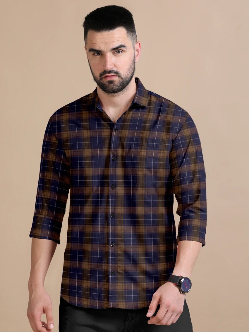 SHIV FASHION Men Regular Fit Checkered Spread Collar Casual Shirt