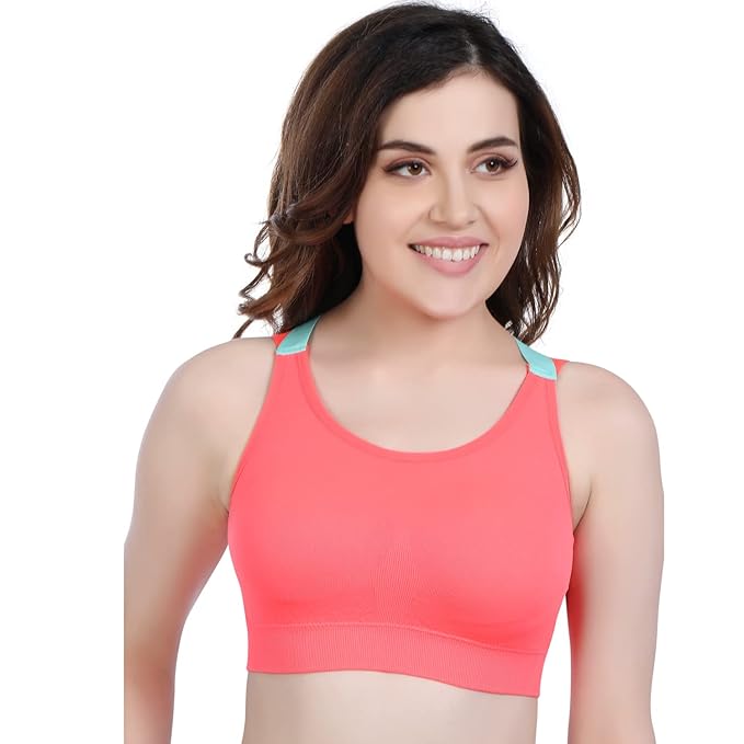 Shoppy Villa Women’s Front Zipper Sports Bra | Padded Seamless Bra for Gym, Yoga, Workout, Dance | Comfortable Nylon Cotton Stretch Fabric