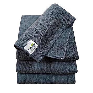 SOFTSPUN Microfiber Cloth - 4 pcs - 40x40 cms - 340 GSM Grey! Thick Lint & Streak-Free Multipurpose Cloths - Automotive Microfiber Towels for Car Bike Cleaning Polishing Washing & Detailing.