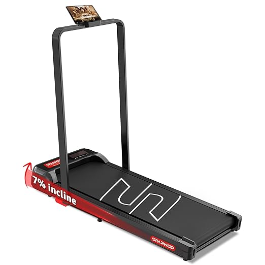 Sparnod STH-3004N 2 in 1 Walking Pad Treadmill for Home Use, 1–10 km/h, Foldable Rail, 7% Incline, LED Display, Shock Absorption, 90kg Capacity for Home & Office Use