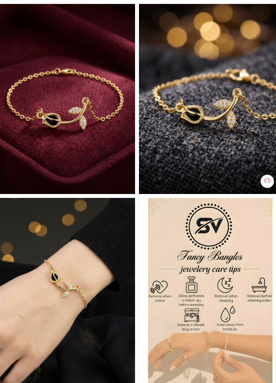 SV FANCY BANGLES Women Gold-Plated Link Bracelet
