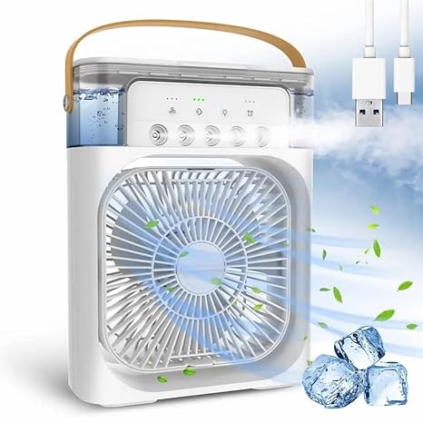 TEKCOOL Mini Cooler for Room Cooling AC Portable Mini Fan Artic Cooler with 7 Colors LED Light, 1/2/3 H Timer, 3 Wind Speeds and 3 Spray Modes for Office,Home,Dorm,Travel/-