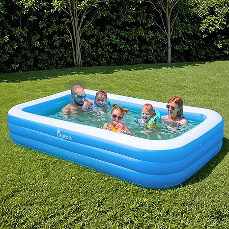 Ugaoo 10 Ft. Swimming Pool for Adults & Kids with 2-Way Electric Pump | Rectangular Bath/Water Tub for Adults with 3-Ring Design | Durable & Scratch-Proof