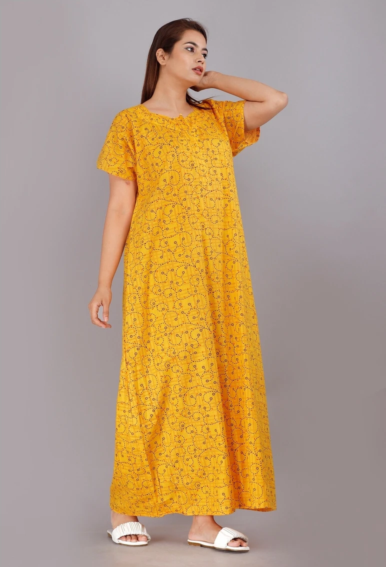 VILAKSHAN Women Nighty (Yellow)