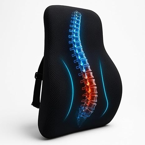 Voltonix Memory Foam Car Seat Back Support, Orthopedic Lumbar Back Rest for Back Pain Relief, Back Support Pillow for Office ChairCarBack Support Pillow,-Seat Cushion