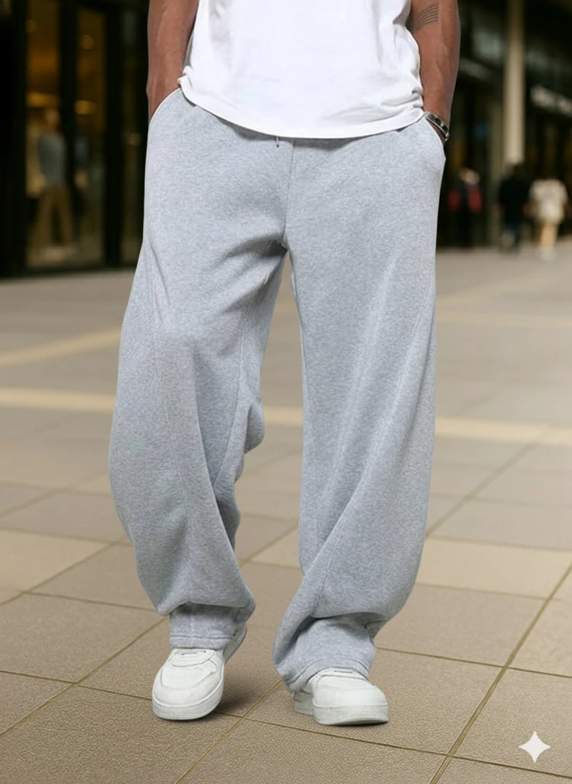 WEVOK WEAR Men Relaxed Grey Cotton Blend Trousers
